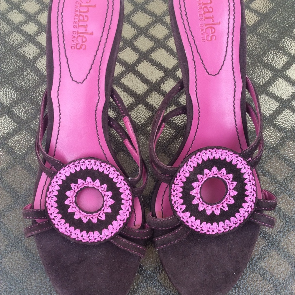 CHARLES DAVID Crochet Suede Slide